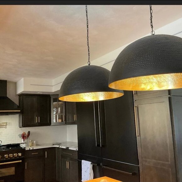 Set of 2 brass dome pendant light, Hanging Lamp , Lampshades Lighting, Art Deco - Picture 10 of 10